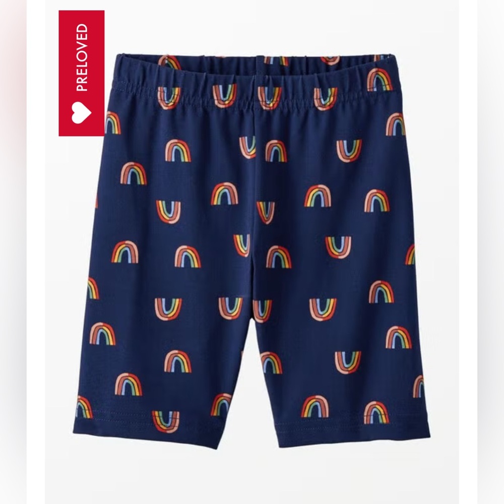 Hanna Andersson Girls Navy Biker Shorts with Rainbows